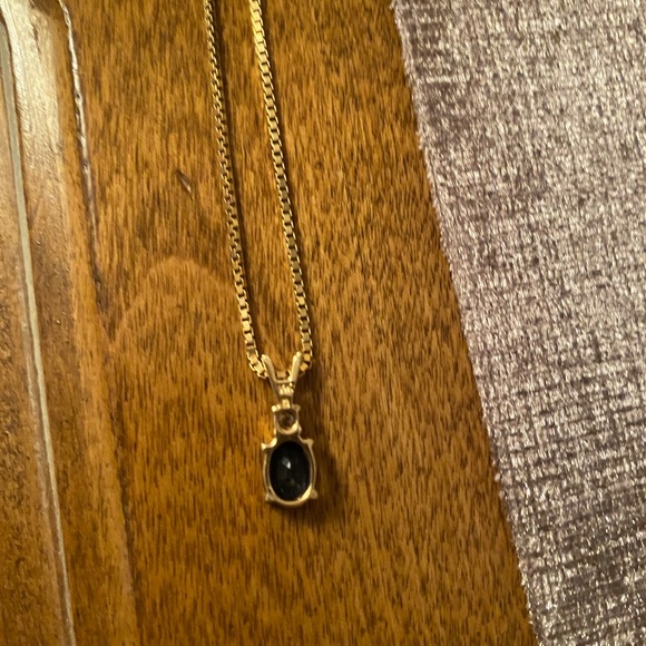 14KT SAPPHIRE PENDANT W/DIAMOND ACCENT YG W/BOX CHAIN 14KT 18" BEAUTIFUL BLUE - Picture 6 of 9